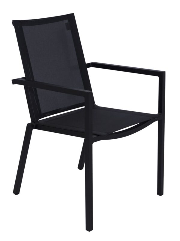 Salsa Aluminium Dining Chair - Black Frame with Black Sling